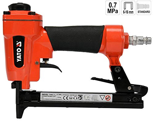 YATO Professional Compressed Air Stapler | Selection 6-40 mm | Magazine Capacity: 100 Pieces | Standard 1/4 Inch Coupling | Compressed Air Stapler Stapler Stapler Size 6-16 mm
