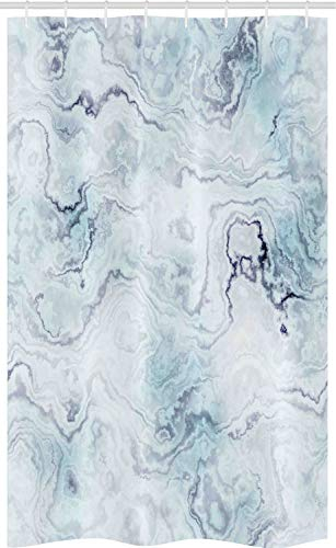 ABAKUHAUS Marbre Rideau de Douche Stalle, Doux Hazy Style ottomane, Ensemble de Salle de Bain en Tissu en Crochets, 120 x 180 cm, Bleu Clair Gris