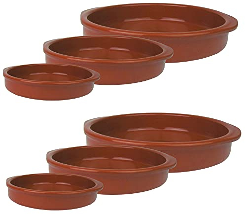 AR Kitchen 6er Set - Mediterrane Tapasschale - Rund aus Ton, pflegeleicht (je 2 Stück Ø12, 16 und 20cm)