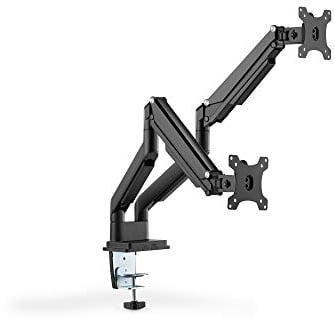 DIGITUS Soporte para monitor - Abrazadera y resorte de gas - 2 monitores - Hasta 32 pulgadas, Hasta 2x 9 kg - VESA 75x75, 100x100 - Negro