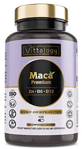 VITTALOGY Andine Maca Complex Maca Andina Pura 4000 Mg con Vitaminas B6, B12 y Zinc para Energía, Vitalidad y Deseo. Raíz de Maca Peruana Vigorizante para Hombre. 120 Cápsulas