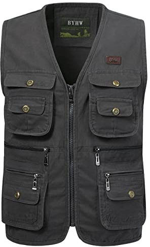 KTWOLEN Mens Fishing Waistcoat Multi Pocket Gilet Safari Sleeveless Gillette Jackets Summer Utility Vest Hiking Photography Vests Body Warmers, Green, M