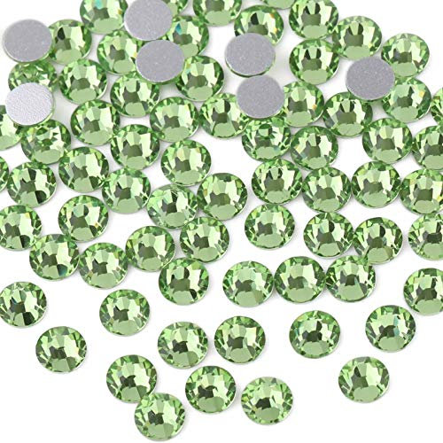 Beadsland 1440 PCS Flat Back Crystal Rhinestones Round Gems for Nail Art and Craft Glue Fix,Light Green(SS10(2.7-2.8mm))