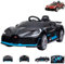 ES-TOYS Kinder Elektroauto - Kinderfahrzeug - Bugatti Divo - lizenziert - 12V7AH, 2 Motoren- 2,4Ghz Fernsteuerung, MP3, Ledersitz+Eva+Lackiert (Schwarz)