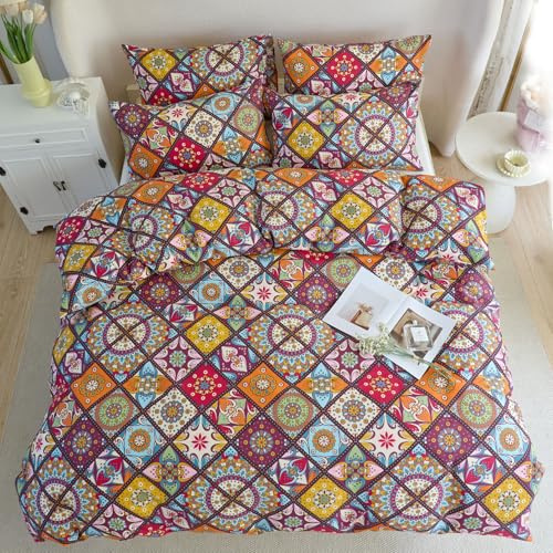 KEAYOO Bettwäsche Baumwolle Wendebettwäsche Soft Touch mit Reißverschluss(B, 135x200cm+80x80cm 2tlg)