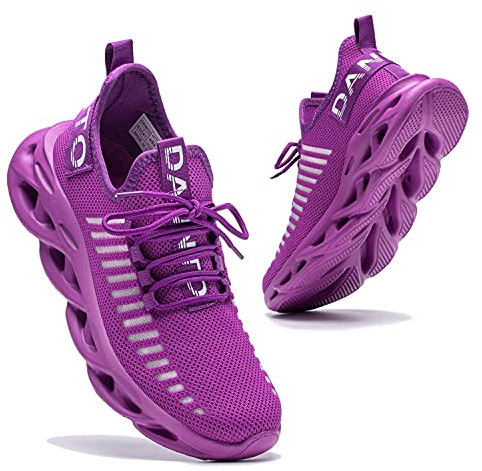 Dannto Scarpe da Ginnastica Uomo Donna Sneakers Running Sportive Basket Outdoor Respirabile Mesh Scarpe da Corsa Tennis Fitness Unisex(Violetta，37)