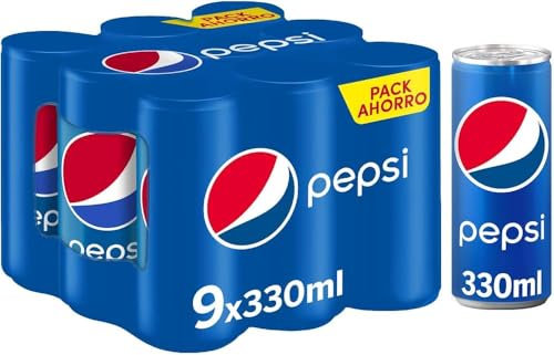 Pepsi regular Refresco de cola, pack de 9 latas de 330 ml, 2.97 litros en total