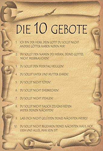 Blechschild 20x30cm Die 10 Gebote Liste Spruch Tafel