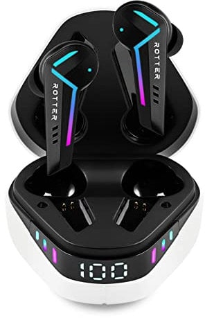 ROTTER® Cuffie Bluetooth Inalámbriche per Gaming: Latenza Ultra Bassa di 50ms, Modalità Musica ad Ampio Spettro, Effetti di Luce Unici, Microfono di Alta Qualità, Comfort Ergonomico