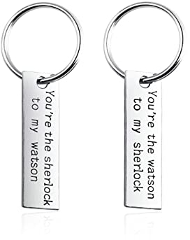 Durable Schlüsselanhänger Legierung, Durable Schlüsselanhänger 2 Stück Tag Gravur You're The Watson to My Sherlock Schlüsselanhänger Silber 1 Pcs