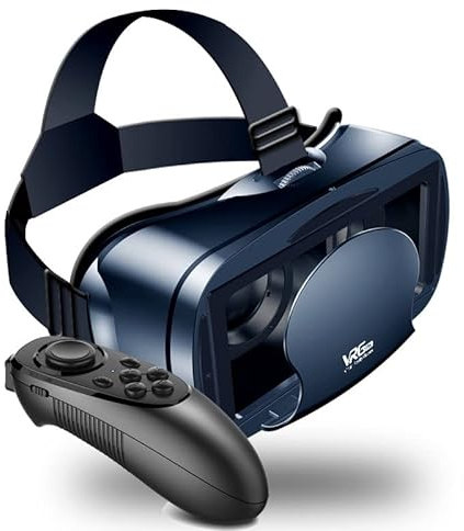 NEWSTYP 5~7 Pulgadas VRG Pro 3D VR Gafas Realidad Virtual Pantalla Completa Visual Gran Angular VR Gafas Caja para 5 a 7 Pulgadas Smartphone Gafas con Control Remoto Bluetooth (Black Basic)