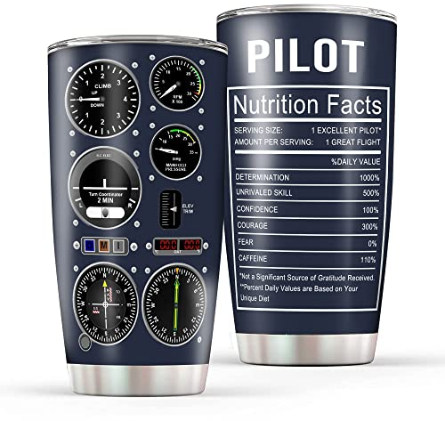 CGMIBAS Pilot Gifts Aviation Men - Vaso aislado de acero inoxidable de 20 onzas, regalo para pilotos, hombres, tazas de café, regalo de avión, regalo de cumpleaños y Navidad para pilotos, papá, hijo
