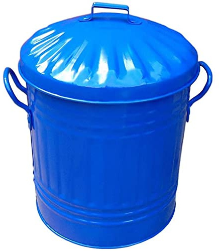 Classic Metal Traditional Mini Powder Coated Trash Can 13L (Blue)