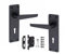 Golden Grace Victorian Straight Handle Lever Lock Door Handles in Matt Black with 64mm 3 Lever Lock Set - 150mm x 40mm Backplate
