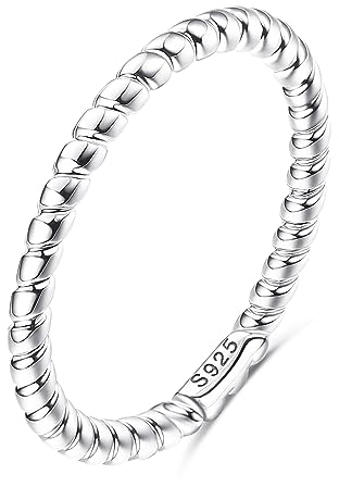 Milacolato 925 Silber Ring Für Damen Mädchen 18-Karat Weißgold Plattierte Twist-Band-Ringe Aus Sterlingsilber 1,5mm Dünner Fingerring Hochzeit Verlobung Versprechen Ringe Größe 62