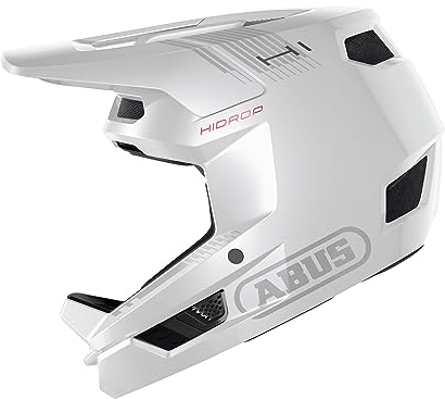 ABUS Downhill Helm HiDrop – ASTM-zertifizierter Fullface Helm mit ABS-Außenschale für MTB: Downhill, Enduro und Bikepark – für Erwachsene und Jugendliche – Weiß, Größe L