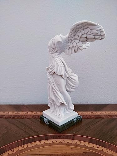 OVUNQUE PROTEGGIMI Statue der Nike von Samothrake in weißem Marmorstaub, Griechische Skulptur, Geflügelte Siegesstatue (30 cm)