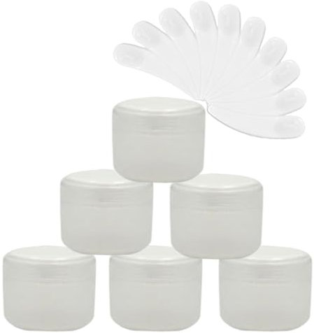 Lot de 5 pots matière plastique vides de 50 g pour cosmétiques, crème, lotion, maquillage, sous-embouteillage avec mini spatules (transparent)
