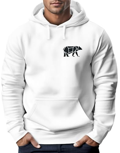Neverless® Hoodie Herren Print Polygon Bär Natur Outdoor Kapuzenpullover Fashion Streetstyle