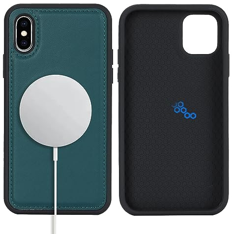 Ｈａｖａｙａ für iPhone X Hülle Kompatibel mit Magsafe für iPhone XS Herren Leder magnétique Hülle für Damen - Grün