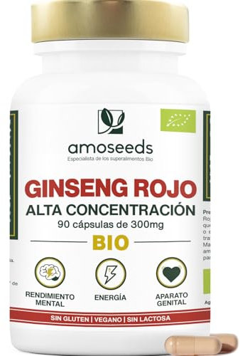 Panax Ginseng Rojo Coreano BIO | Extracto Alta Concentración | Energía, Vigor, Antiestrés, Concentración | 60 cápsulas de 400mg | Primera Calidad