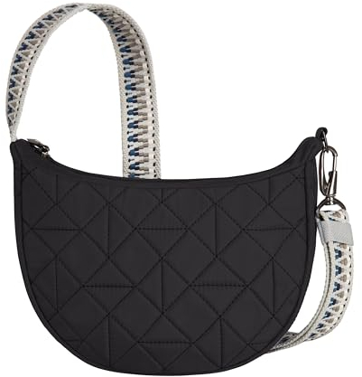 Travelon Uni Anti-diebstahl Boho Crescent Crossbody Umhängetasche, Schwarz