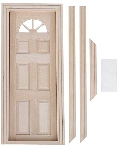1/12 Dollhouse Miniature Wooden Door Window DIY Craft Accessory for Vivid Doll House Scene Decoration (Keensomfpe8c23h9-11)