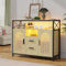 Lvifur Led Küchenschrank Buffetschrank, Landhausstil Sideboard Mit Kabelloser Ladestation, RGB 20-Farben Dimmbares Licht Bücherregal Mehrzweckschrank Automatischem Sensor Schlafzimmer 100×32×80cm