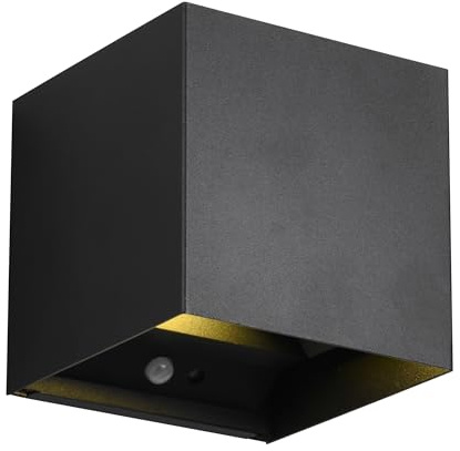 Reality Leuchten LED Akku Wandleuchte Talent R27759132, Metall Schwarz matt, Magnetische Wandhalterung, inkl. 2x 0.5 Watt, Dämmerungssensor, Bewegungsmelder, Up and Down Beleuchtung, USB-C Ladebuchse