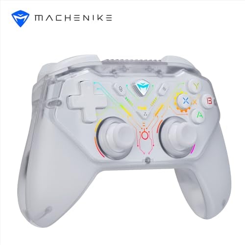 Machenike G3S PC Controller Wireless für Windows PC,Switch,Android,PC Controller Gaming mit Zwei Vibrationsmotoren,zwei Verbindungsmodi,LED-Hintergrundbeleuchtung,Plug-and-Play (Weiß)