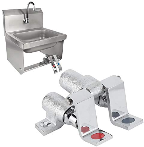 Messing Wasserhahnventil, G1/2 Fußpedal Wasserventil für Fußpedalhahn, Berührungslos für Küche Bad Krankenhaus Labor mit Fußsteuerung (Doppeltemperatur-Fußventil)