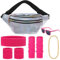 Mprocen 80er 90er Accessoires, 80er Kleidung Damen Sportliche Accessoires mit Gürteltasche, Stirnband, Armbänder, Brillen Goldene Halskette Gestapelte Socken für Karneval Neon 80er Party Outfit Damen
