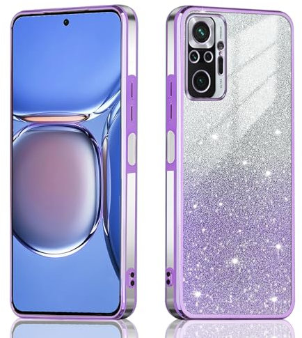 JNERBUYI Funda Bumper para Xiaomi Redmi Note 10 4G / Note 10s, Funda para móvil de Antigolpes, Carcasa Ultrafina Galvanizada, Funda Brillante para Niñas. Lavanda