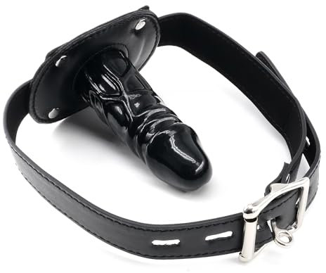 Bavaglio Dildo in Silicone per Giochi Erotici, Bavaglio per il Sesso Costrizione Bondage, Bavaglio per il Pene in Silicone per Giochi SM, Bavagli per Bondage a Bocca Aperta (Nero (Lungo))