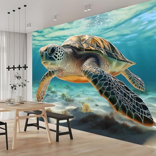Mural Wallpaper Animals Texture Sea Wall Mural Photo Wallpaper Bedroom Living Room Decoration Poster 400 x 280 cm Non-Woven Premium Art Print Wall Mural 3D Effect Children’s Room Blue Brown