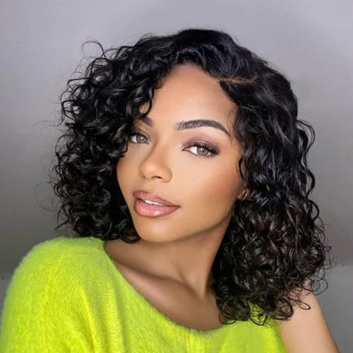 QIDESHENG Deep Wave Crochet Braids Hair Extension 10Inch 6 Packs GoGo Curl Crochet Hair Synthetic Curly Braiding Crochet Hair Extensions for Women(1B, 10inch)