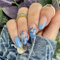 Kabwea 24 pièces de manucure française avec bleu, press on nails, french nails, ongles à coller