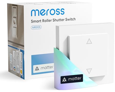 Meross Matter Interruptor WiFi Persianas Compatible con Apple HomeKit, Alexa y Google Assistant, Cortinas Inteligentes Domóticas (Requiere Cable Neutro)