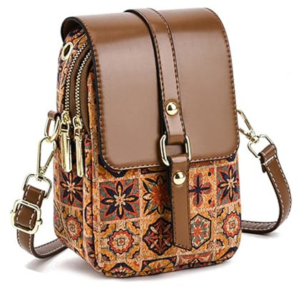 Kork Handy Umhängetasche Klein Damen Handytasche mit Geldbörse zum Umhängen | 100% kork Mini Crossbody Schultertasche Handytasche mit Kartenfächer Verstellbar Abnehmbar Schultergurt