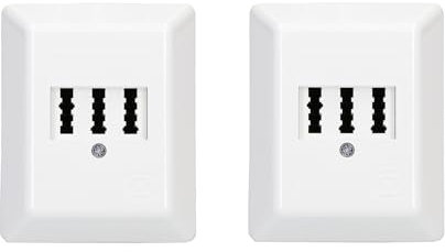 Rutenbeck 2 x Aufputz TAE-Anschlussdose/Telefondose NFF für 2X Telefon + 1x Nebenstelle (Fax, AB, Modem) 3x6 polig 2x6 Schraubkontakte reinweiß 10310114