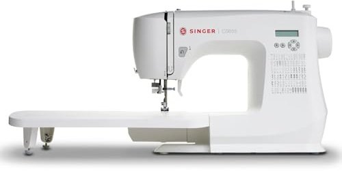 Singer C5655 Elektronische Nähmaschine, Verlängerungstisch und 8 Nähfüße, 80 Zierstiche, 6 Arten von Ösen in 1 Schritt, LCD-Display, automatischer Einfädler und Endknopf