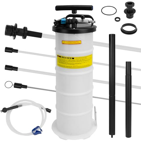 LIROPAU 6.5L Oil Extraction Pump, Manuell und Pneumatisch Ölabsaugpumpe Absaugpumpe with 5 Schläuchen & Handschuhe for Brake Fluid, Coolant, Gear Oils