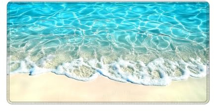 Mouse Pad Extra Large Mouse Mat 36 * 18in, Beach Laptop Keyboard Mat with Non-Slip Rubber Base, Stitched Edges for Home and Office