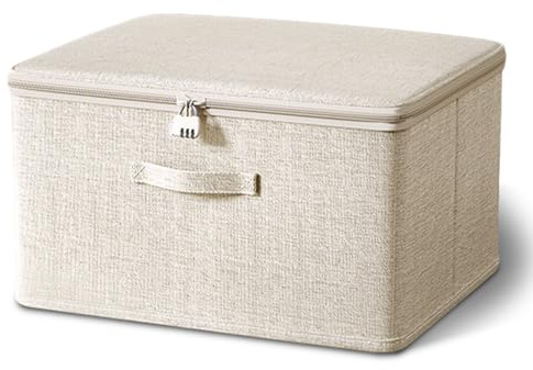 ZYNTAVA Abschließbare Box, Verschließbare Box mit Schloss, Faltbare Aufbewahrungsbox Stoff mit Griffen, Boxs mit Schloss für Kleidung, Spielzeug, Medikamente, Medikamenten Aufbewahrung (40x30x21cm)