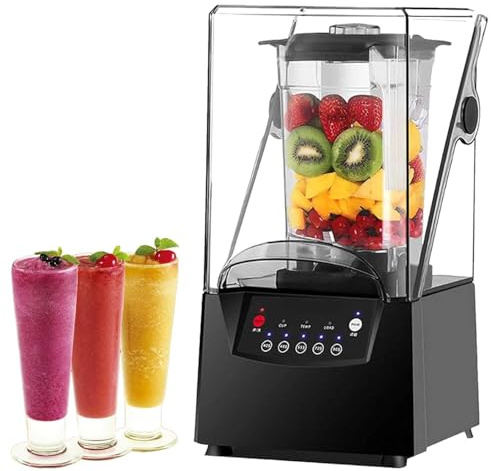 CUTANGELAR Licuadora de barra profesional de 2200 W, exprimidor de café, licuadora industrial, sis-tema de doble cuchilla de 6 cuchillas, silencioso a 75 dB, dimensiones: 200 x 210 x 580 mm