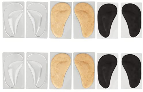 Arch Support Shoe Insoles, 6 Pairs Adhesive Gel Arch Pads for Plantar Fasciitis, Reusable Insoles with Ergonomic for Men and Women, Comfortable Foot Stress Relief for All Day