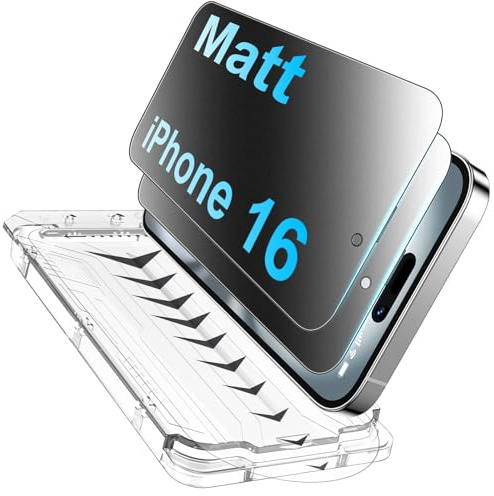 TOZPLTL für iPhone 16 Matt Panzerglas Sichtschutz, 28° Anti Spähen Auto-Installation Full Screen Matte Schutzfolie, Blendschutz, Anti-Fingerabdruck Displayschutzfolie, 2 Stück