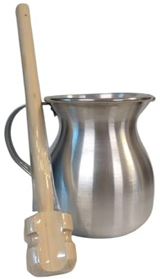 SMLAAE CHOCOLATERA - 2 litros - CHOCOLATERA DE Aluminio Y Molinillo DE Madera - Producto Hecho EN Colombia