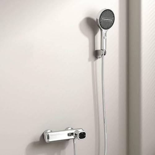 EGSO Badewannenarmatur mit Handbrause, Armatur Badewanne, Messing Mischbatterie Dusche mit 4 Funktionen, Einhand Wasserhahn Badewanne, Wannenarmatur für Badezimmer (Chrom A)