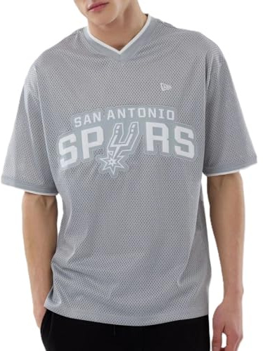 New Era San Antonio Spurs NBA Oversized Mesh T-Shirt Grau Erwachsene